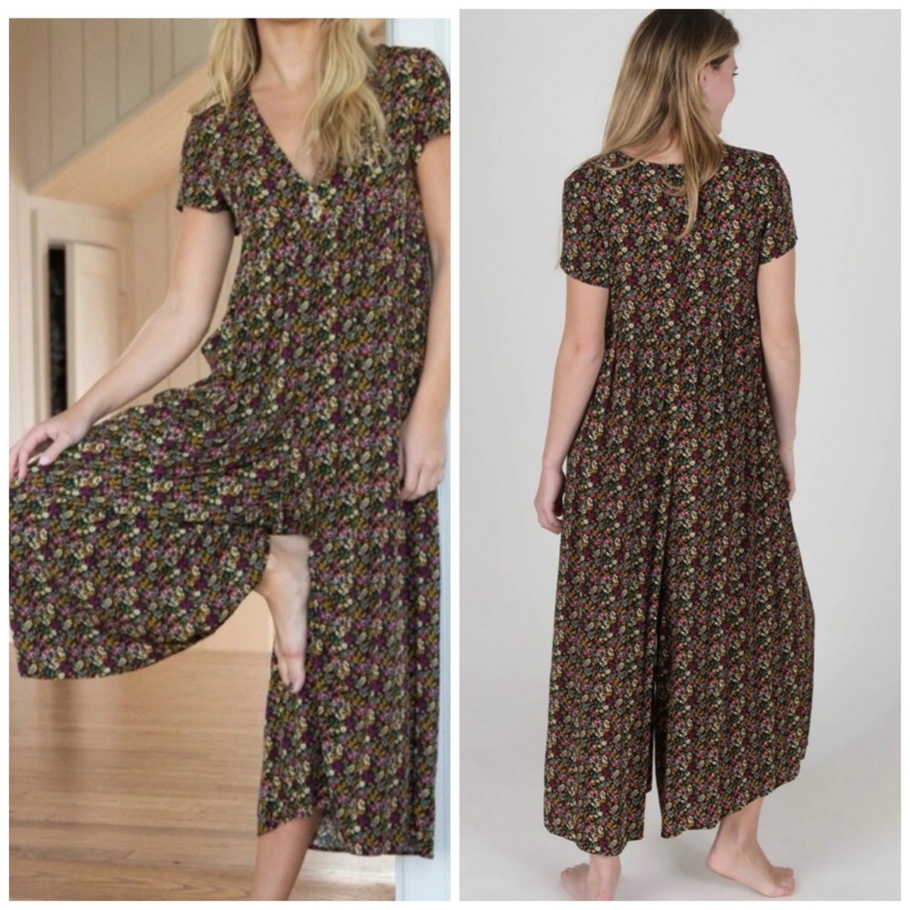 Natural Life Avery Wide Leg Jumpsuit Multi Floral XS Small